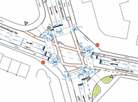 Signallageplan der Lichtsignalanlage Römerstraße / Essenberger Straße in Moers mit der Führung für den Radverkehr